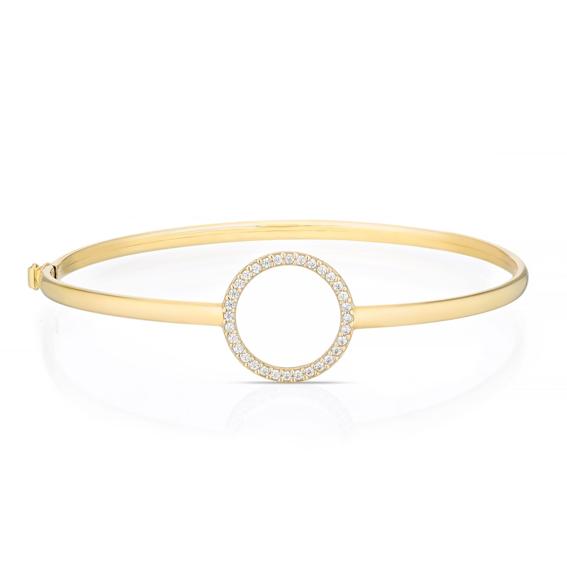 9ct Yellow Gold Cubic Zirconia Open Circle Bangle