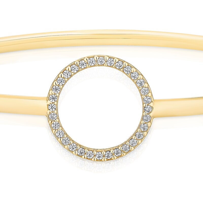 Main Image 2 of 9ct Yellow Gold Cubic Zirconia Open Circle Bangle