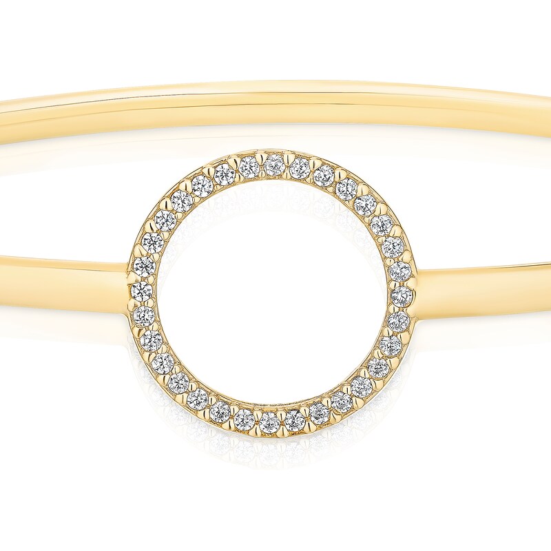 9ct Yellow Gold Cubic Zirconia Open Circle Bangle