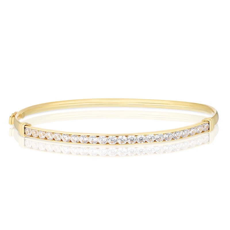 Main Image 1 of 9ct Yellow Gold Cubic Zirconia Bangle