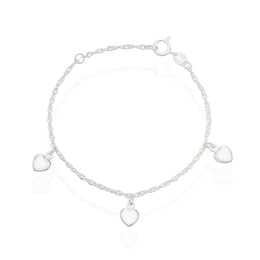 Children's Sterling Silver Drop Heart Station Bracelet