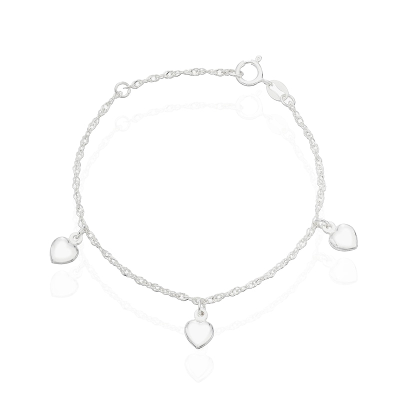 Main Image 1 of Children's Sterling Silver Drop Heart Station Bracelet