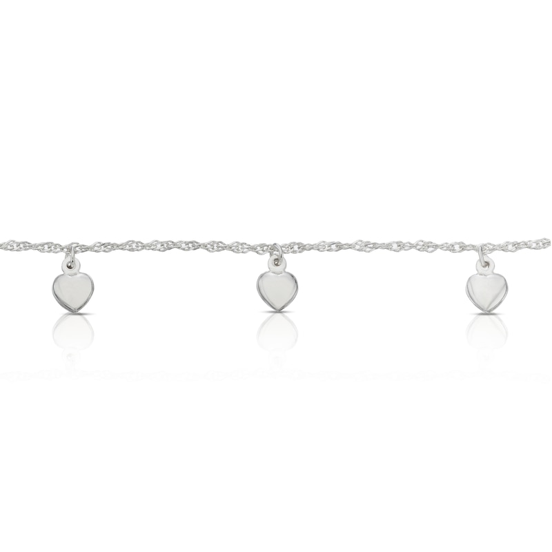 Main Image 2 of Children's Sterling Silver Drop Heart Station Bracelet