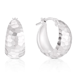 Sterling Silver Diamond Cut 14mm Graduated Hoop Earrings