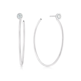 Sterling Silver Cubic Zirconia Large 3/4 Hoop Earrings