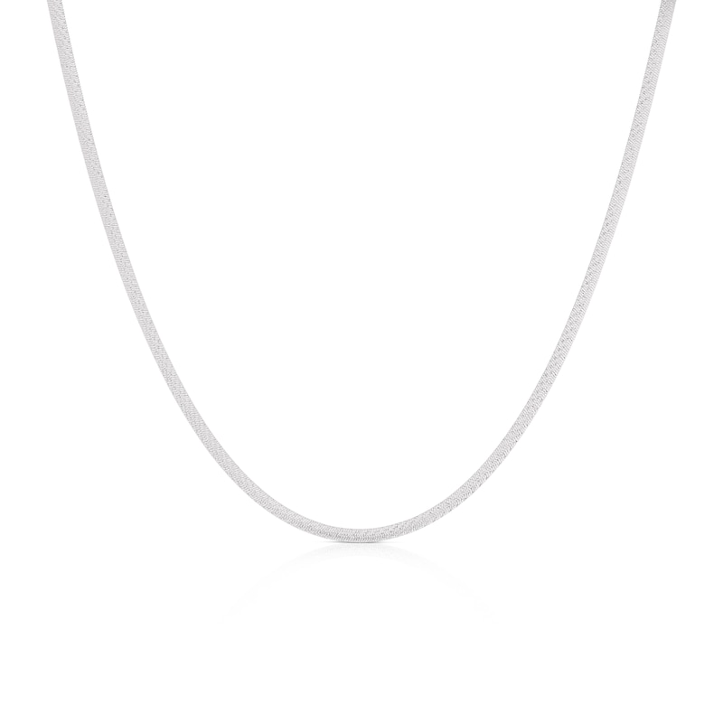 Main Image 1 of Sterling Silver Textured Flat 18" Snake Chain Necklace