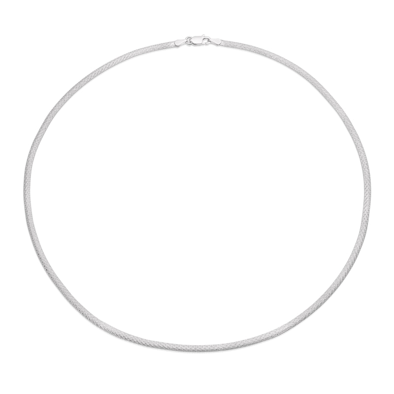 Main Image 2 of Sterling Silver Textured Flat 18" Snake Chain Necklace