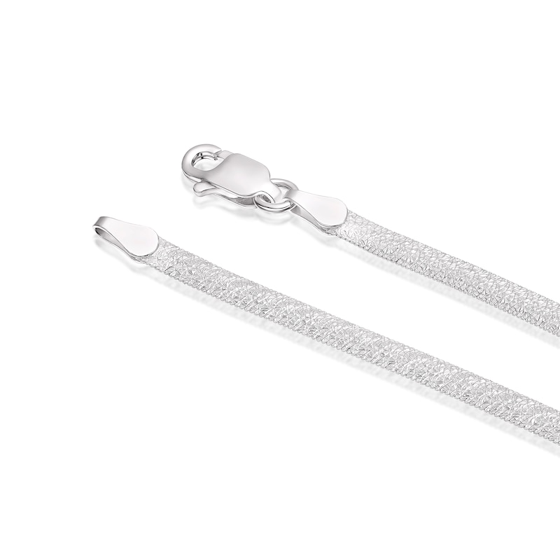 Main Image 3 of Sterling Silver Textured Flat 18" Snake Chain Necklace