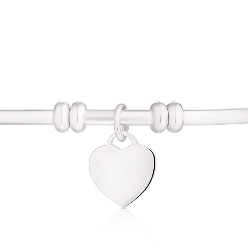 Main Image 2 of Sterling Silver Heart Charm Torque Bangle