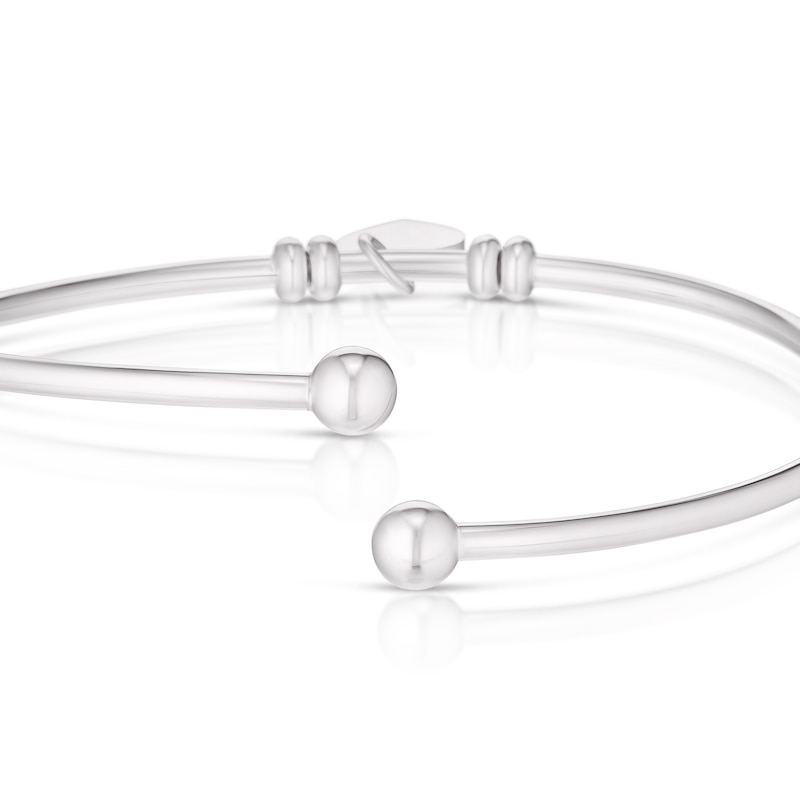 Sterling Silver Heart Charm Torque Bangle