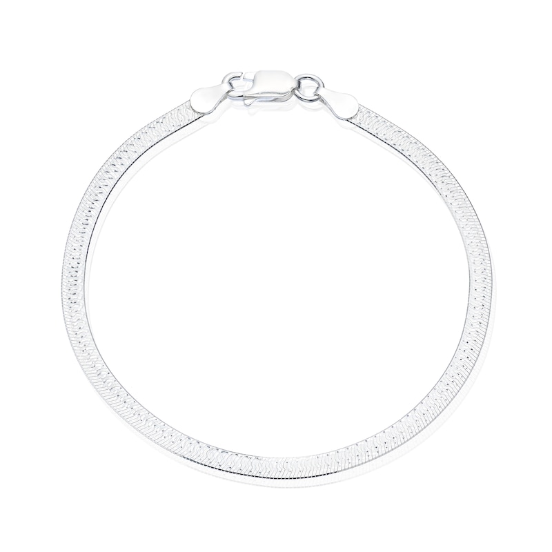Main Image 1 of Sterling Silver Textured Flat Snake Chain Bracelet
