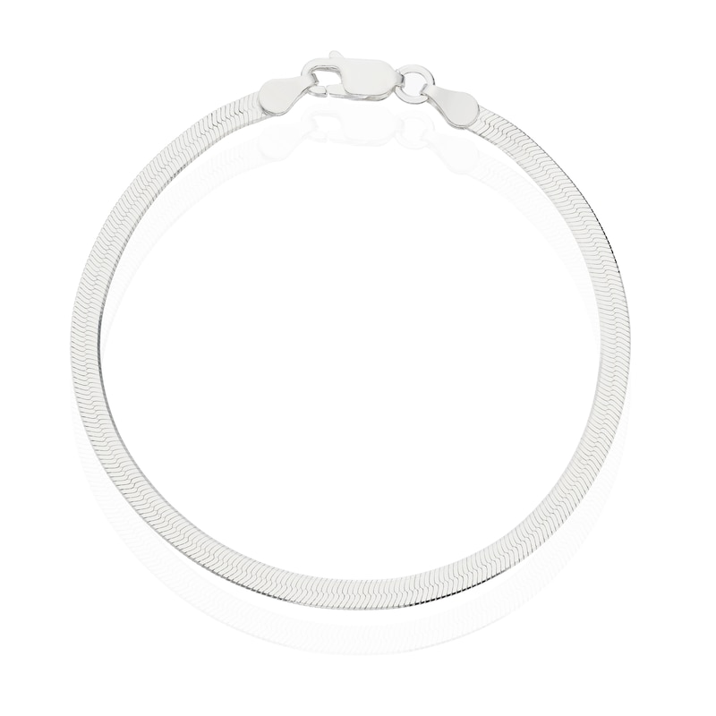 Main Image 4 of Sterling Silver Textured Flat Snake Chain Bracelet