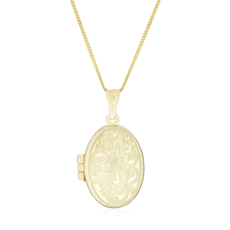 9ct Yellow Gold Small Oval Flower Locket