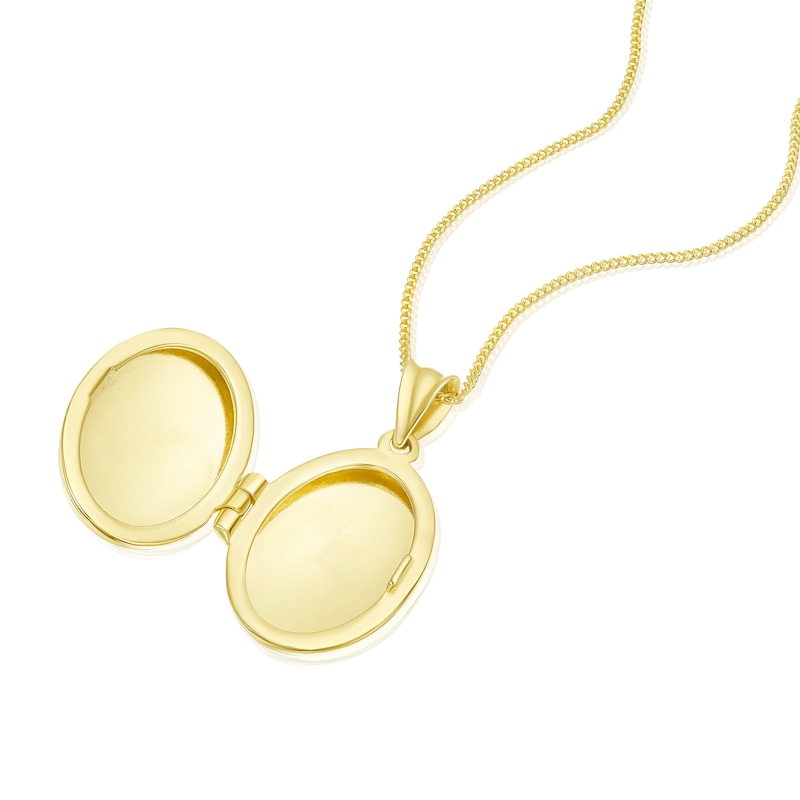 9ct Yellow Gold Small Oval Flower Locket