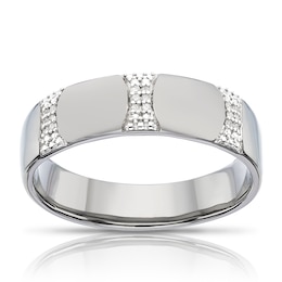 Sterling Silver Diamond Detail Signet Ring