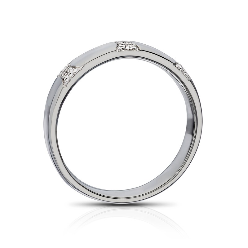 Main Image 3 of Sterling Silver Diamond Detail Signet Ring