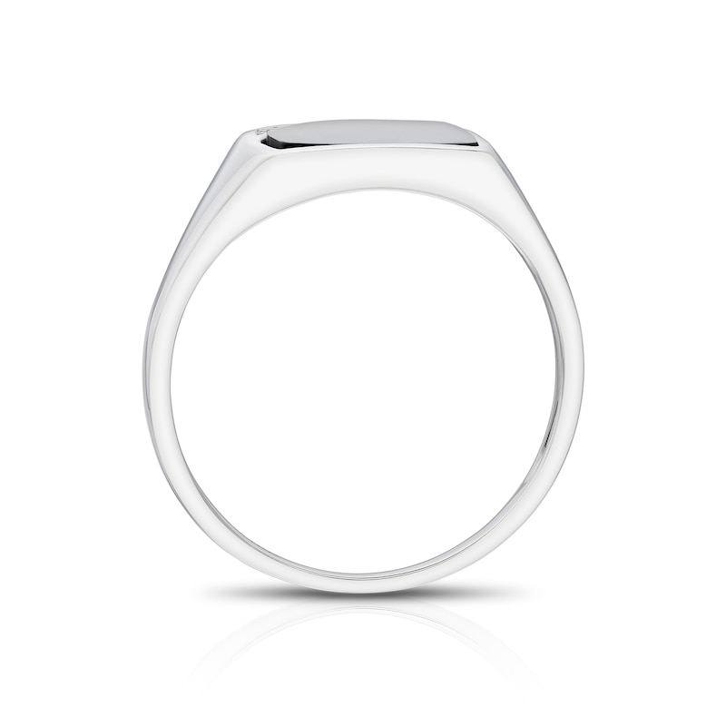 Main Image 3 of Men's Sterling Silver Diamond & Onyx Signet Ring