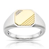 Thumbnail Image 1 of Men's Sterling Silver & 18ct Gold Plated Vermeil Two Tone Diamond Signet Ring