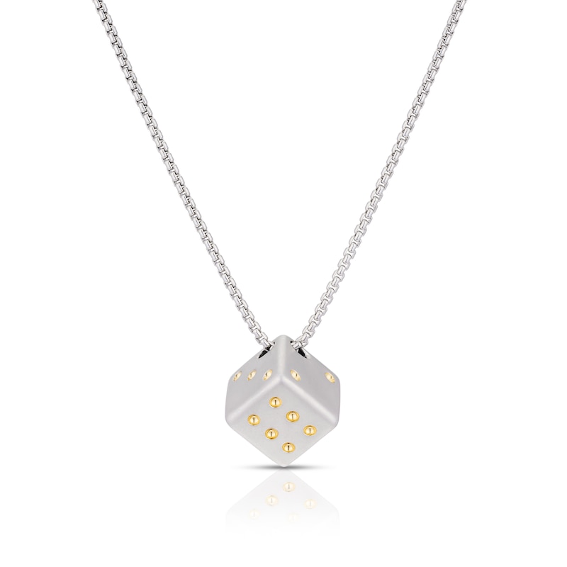 Main Image 1 of Men's Sterling Silver Dice Pendant Necklace