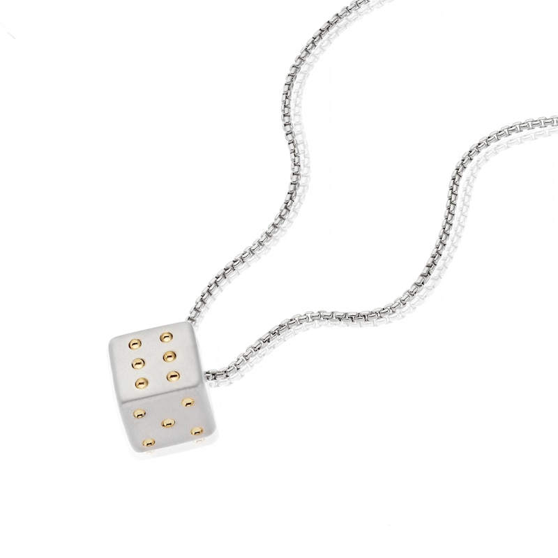 Main Image 2 of Men's Sterling Silver Dice Pendant Necklace