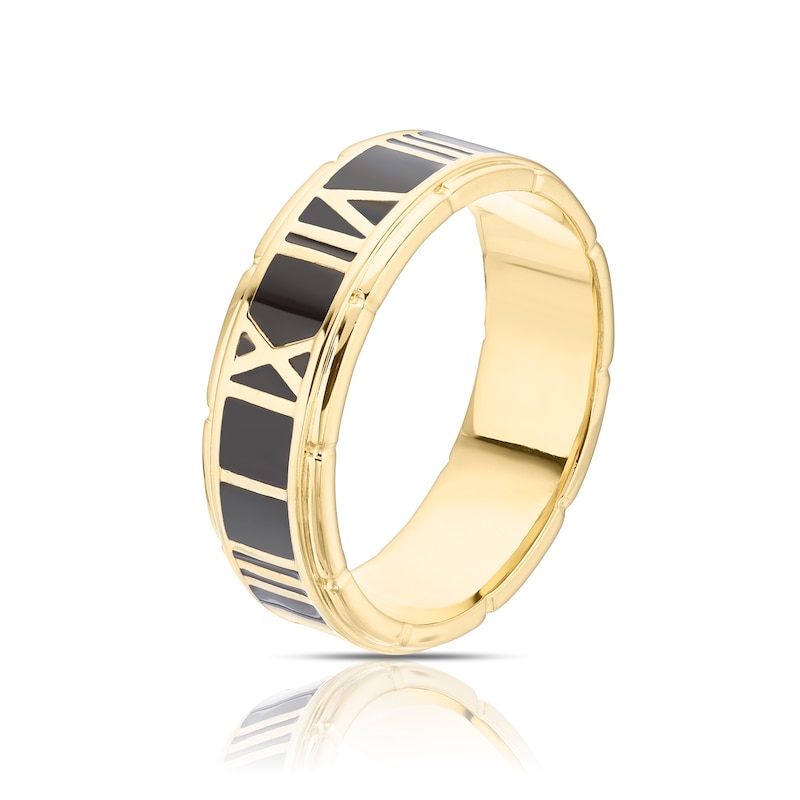 Main Image 2 of Men's Sterling Silver & 18ct Gold Plated Vermeil Roman Numeral Ring
