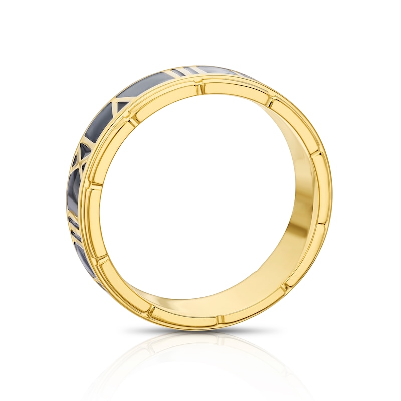 Main Image 3 of Men's Sterling Silver & 18ct Gold Plated Vermeil Roman Numeral Ring