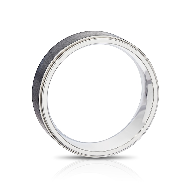Main Image 3 of Men's Titanium Two Tone Black Centre Detail Ring