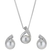 Thumbnail Image 1 of Sterling Silver Diamond & Cultured Pearl Pendant & Earrings Set