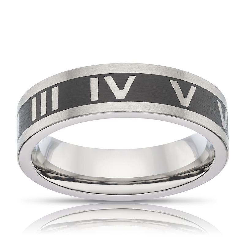 Main Image 1 of Men's Titanium Roman Numeral Detail Ring