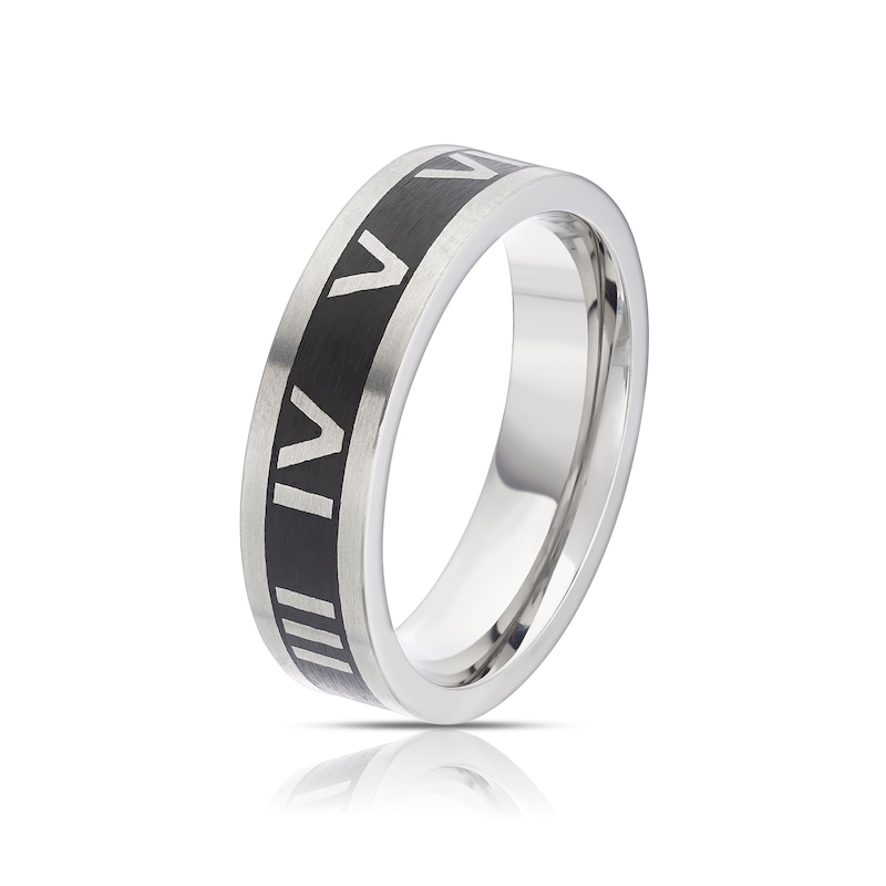 Men's Titanium Roman Numeral Detail Ring