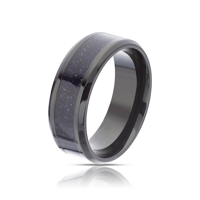Men's Titanium Patterned Sparkle Ring