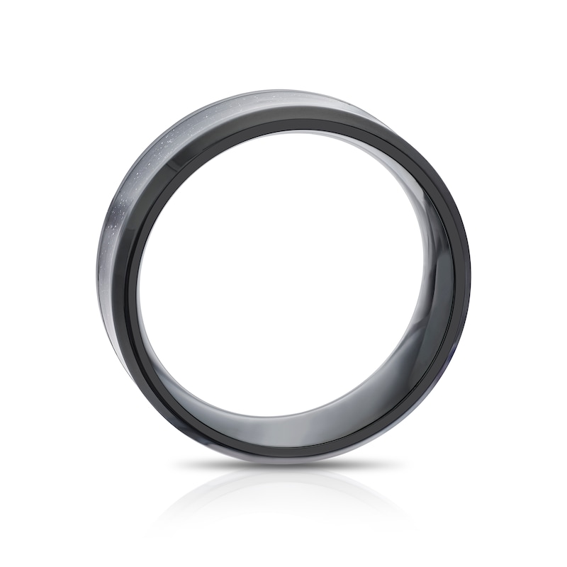 Men's Titanium Patterned Sparkle Ring