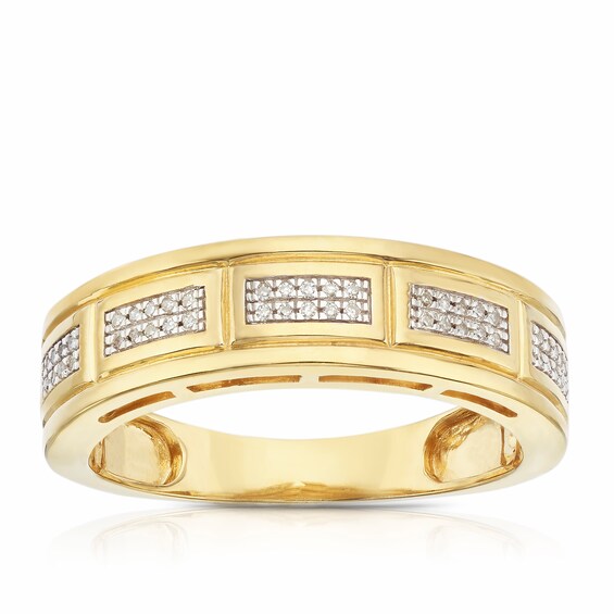 Mens Sterling Silver and 18ct Gold Plated Vermeil 0.10ct Diamond Ring