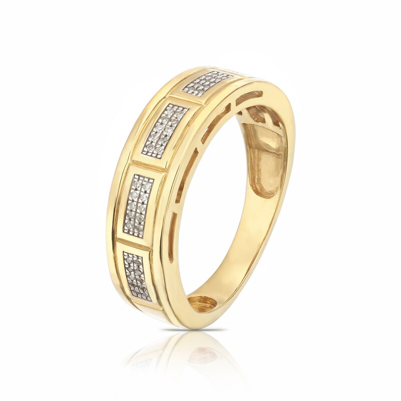 Main Image 2 of Men's Sterling Silver & 18ct Gold Plated Vermeil 0.10ct Diamond Ring