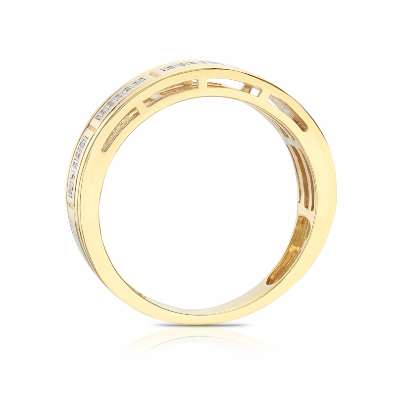 Main Image 3 of Men's Sterling Silver & 18ct Gold Plated Vermeil 0.10ct Diamond Ring