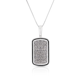 Men's Sterling Silver Textured Dog Tag Pendant Necklace