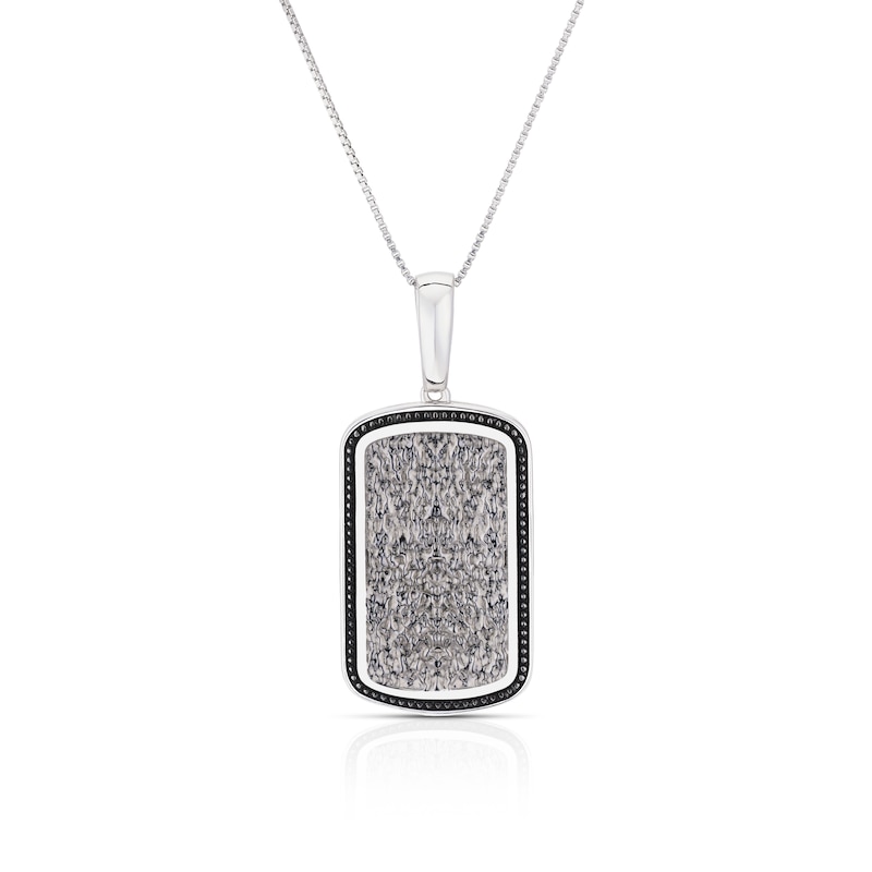 Main Image 1 of Men's Sterling Silver Textured Dog Tag Pendant Necklace