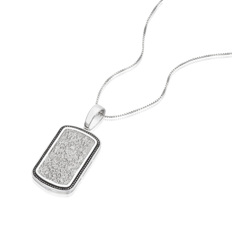 Main Image 2 of Men's Sterling Silver Textured Dog Tag Pendant Necklace