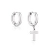Thumbnail Image 1 of Men's Stainless Steel Single Cross Hoop Earrings