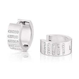 Men's Stainless Steel Crystal Hoop Earrings