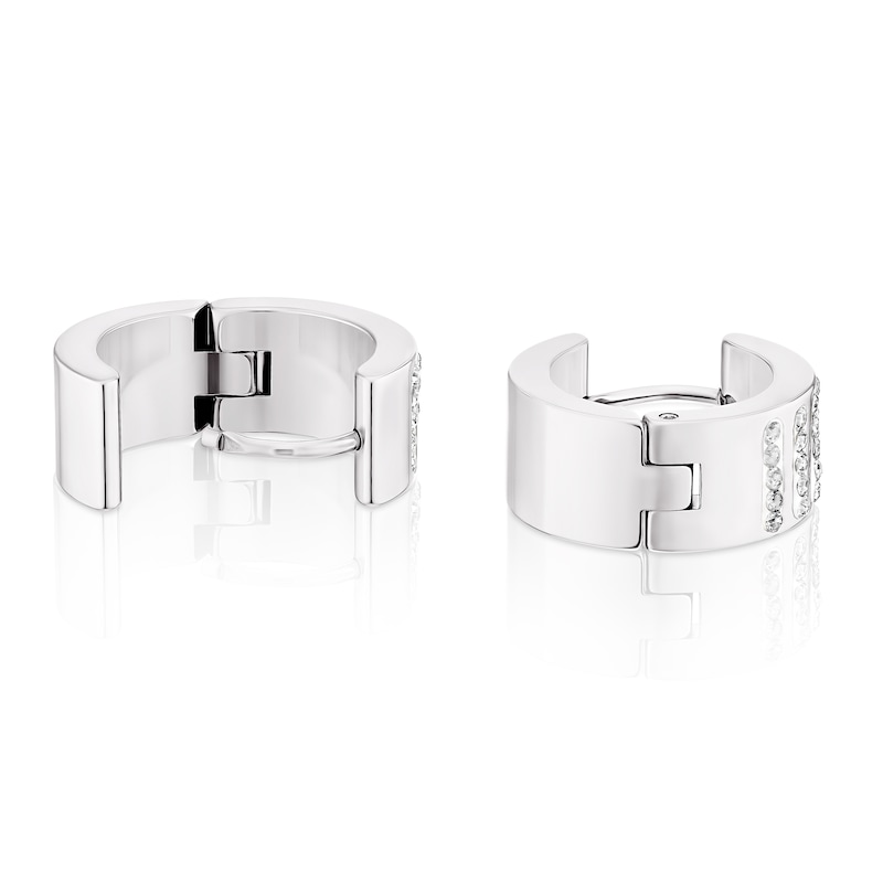 Main Image 2 of Men's Stainless Steel Crystal Hoop Earrings