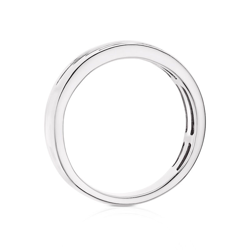 Main Image 3 of 9ct White Gold Lined Detailed Wedding Ring