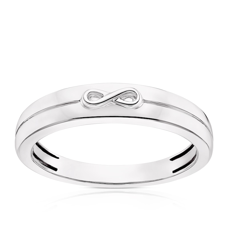 Main Image 1 of 9ct White Gold Infinity Symbol Wedding Ring