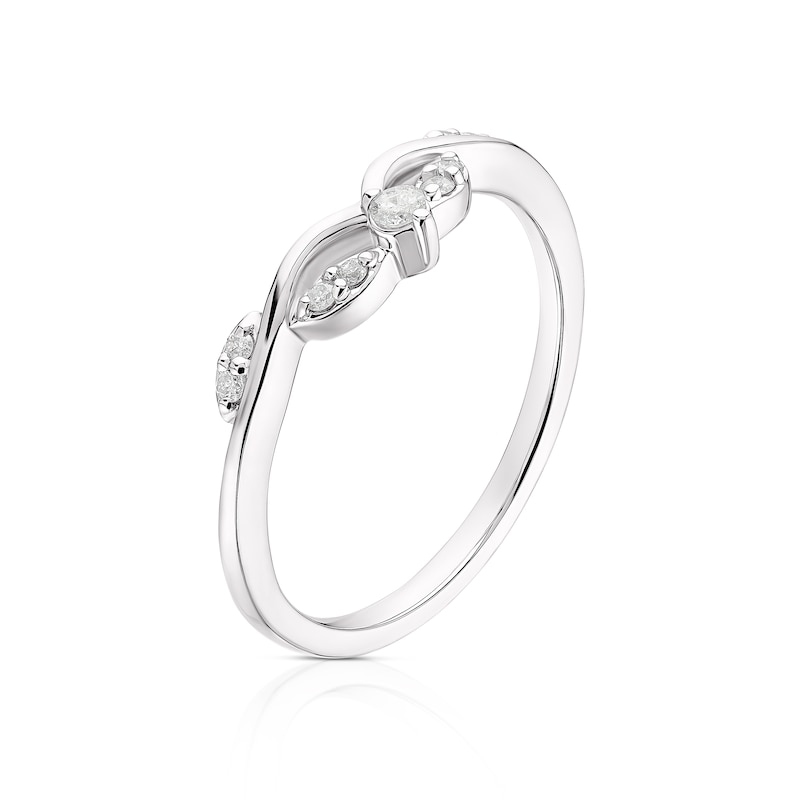 Main Image 2 of Platinum Leaf Twist 0.10ct Diamond Wishbone Wedding Ring