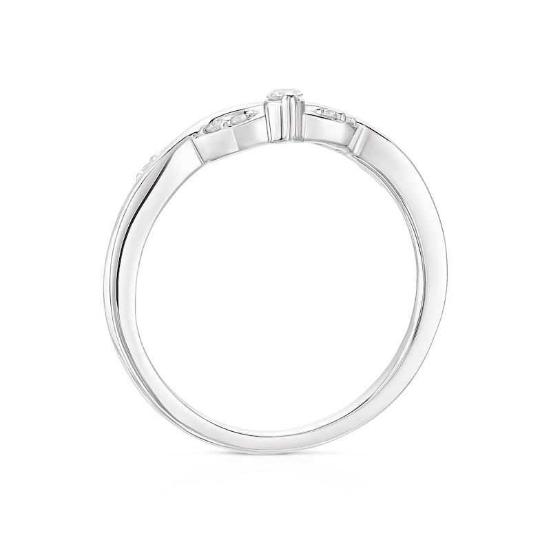 Main Image 3 of Platinum Leaf Twist 0.10ct Diamond Wishbone Wedding Ring