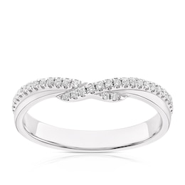 9ct White Gold Twist 0.17ct Diamond Wishbone Wedding Ring