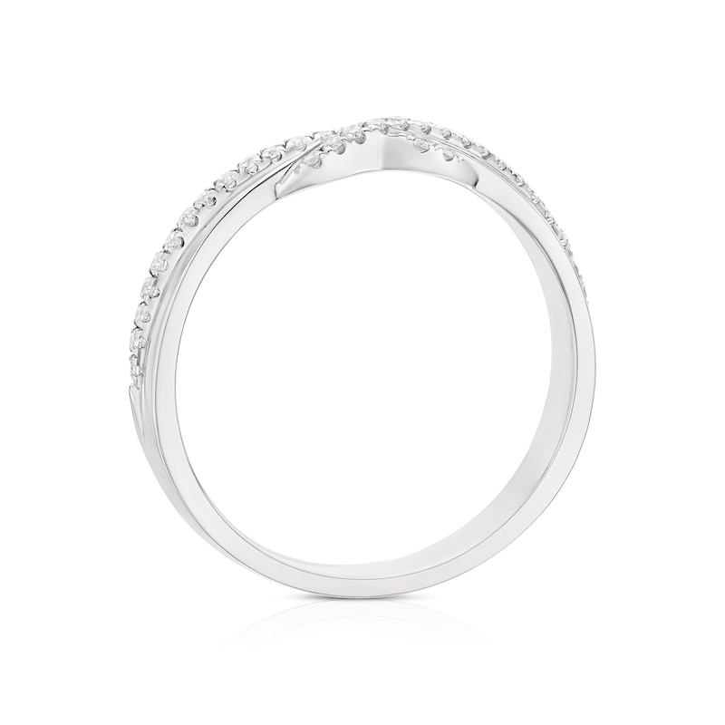 Main Image 3 of 9ct White Gold Twist 0.17ct Diamond Wishbone Wedding Ring