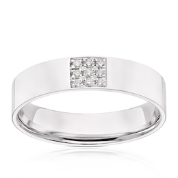 9ct White Gold Square Setting Diamond Wedding Ring