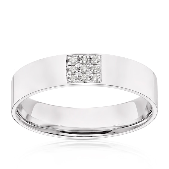 9ct White Gold Square Setting Diamond Wedding Ring