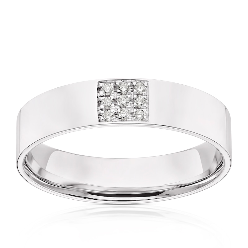 Main Image 1 of 9ct White Gold Square Setting Diamond Wedding Ring